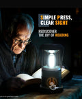 Person reading by Beast 1500 Lumen LED Camping Lantern With 4 D Batteries Included, showcasing bright light effectiveness.