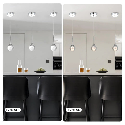 Crystal Pendant Light With Moon Glow, Modern Chrome Finish, Dimmable LED 5W Mini Hanging Light For Kitchen Island Lighting, Dining Room, Bar Or Bedroom, Elegant Contemporary Fixture