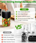 Mason Jar Vacuum Sealer Kit Cordless Auto Stop With 10 Lids For Wide And Regular Mouth Jars in use with food comparison.