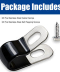 20 Pcs 304 Stainless Steel Rubber Coated Insulated Cable Clamps For Brake Lines Wires And Hoses Includes Self Tapping Screws Heavy Duty Metal Wire Hose Pipe Clamp Clips For Tube Lines Cord Installation
