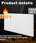 Maasechs ceramic fiber insulation board, front view, 0.47 x 18 x 24 in, white, up to 2300°F for wood stoves and kilns