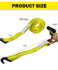 Heavy Duty Ratchet Straps 4 Pack 1-1/2 X 15 Ft With Coated Steel Ratchet And Double Thick Polyester Webbing For Scratch Free Tie Downs