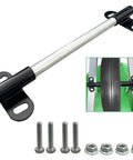 Beefed Up Heavy Duty Wheelbarrow Axle Bracket Set Universal Fit For Five Eighth Inch Axles, nuts, bolts, side view