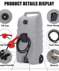 14 Gallon Portable Diesel Fuel Tank On Wheels With Siphon Pump And 10 Ft Hose, Rugged UV Resistant Plastic Caddy, product details