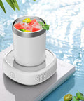 Dope Two In One Desk Drink Heater And Chiller With Matching Mug One Touch Switch 36 Watt Electric Cup Warmer Cooler For Coffee Milk Beer Tea Keep Sips Bone Chilled Or Sweltering Hot On The Fly with ice drink in white cup