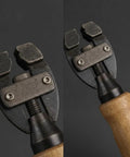 Handheld Adjustable Wire Clamp Tool With Carbon Steel Clamp Head And Screw Control Ultra Lightweight Wood Handle Perfect For Woodworking DIY Projects Detailed Woodcraft Small Parts Holding Benchtop Work Easy Grip, 1.2 cm jaw close-up
