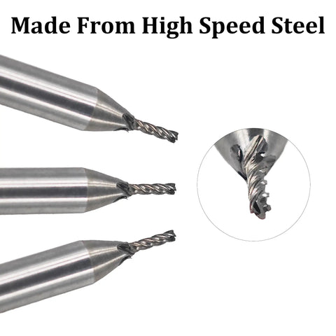 Close-up of 5 Pack End Mill Cutter Set 1 Sixteenth Inch Diameter Four Flute CNC Milling Bit For Aluminum And Wood Processing