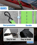 Heavy Duty Ratchet Straps One Inch By 10 Feet Four Pack Green 1500 Lb comparison of durable design versus rusting hooks.