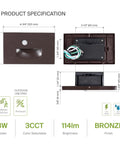 Recessed Step Light Fixture With Dusk To Dawn Sensor, Dope 3CCT Options, Motion Sensor And Photocell, bronze dimensions