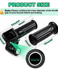 Twist Throttle Replacement For 48V E Bikes And Scooters With LCD Display And Two Keys Compatible With Ridstar Q20 Q20Lite Q20Pro H20 H26Pro H20 Pro E Bike And Scooter Grips Upgrade For Electric Bicycle showing dimensions and grip size