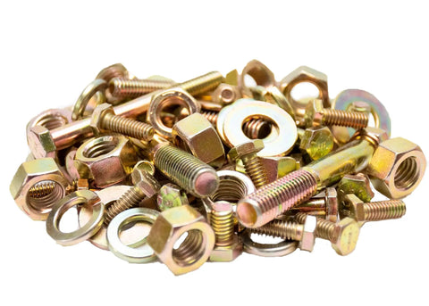 Assorted fasteners from 4650 Piece Bolt Nut Washer Kit With Grade 8 USS SAE And 8.8 Metric Fasteners Coarse And Fine Threads