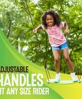 Child playing on Stand Up Tree Swing For Kids With Adjustable Handles, Surf Style Kick Swing, Easy Install Outdoor Swingset, Weatherproof