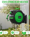 Heavy Duty Wall Mounted Garden Hose Reel With 180 Degree Swivel Bracket One Half Inch By 100 Feet Hose Automatic Slow Rewind