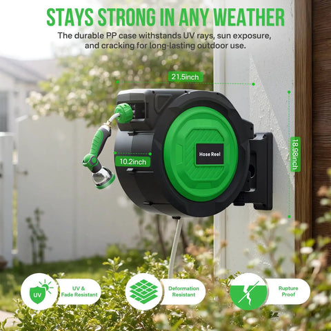 Heavy Duty Wall Mounted Garden Hose Reel With 180 Degree Swivel Bracket One Half Inch By 100 Feet Hose Automatic Slow Rewind