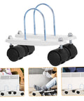Heavy Duty Universal Replacement Heater Wheels With Smooth Swivel Casters For Oil Filled And Gas Space Heaters, close-up view of roller kit with black wheels.