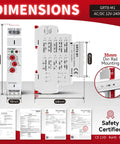 10-Function 16A Time Relay for AC/DC 12-240V with Latching Mode and Control-Input Options, GRT8-M1, dimensions and certifications displayed