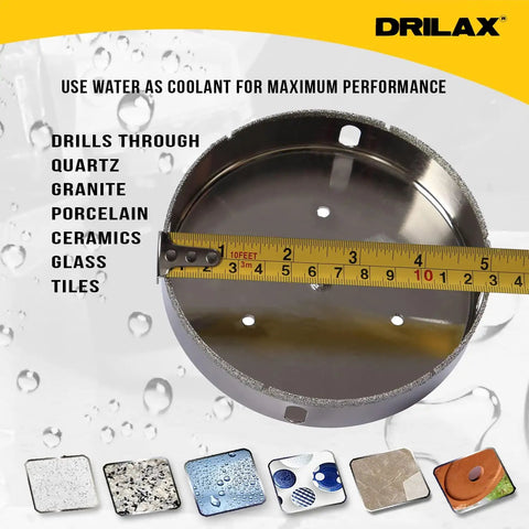 5 Inch Diamond Hole Saw Drill Bit For Porcelain Tile Granite Glass And Ceramic Heavy Duty Steel Core Cutter For Recessed Lighting Shower Valves Toilet Flanges With Beast Mode Hole Cutting showing steel body and measurement.