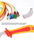 Dismantling Knife With 1000V Insulation For Electricians Fast Strip Cable Stripper And Wire Cutter Non Slip Grip Anti Magnetic Blades IEC60900 Certified 210 Millimeter Length Heavy Duty Pro Grade Electrician Tool For Cable Work shown with cables.