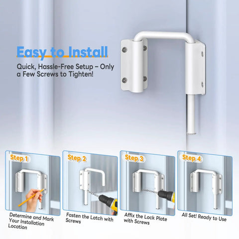 Patio Sliding Door Loop Lock Two And Three Eighths Inch U Shaped Loop Latch 90 And 180 Degree Kid Proof Home Security Lock