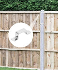 Stainless Steel Fence Brackets 8cm Set Of 10 Heavy Duty Weatherproof Post Clips installed on wooden backyard fencing