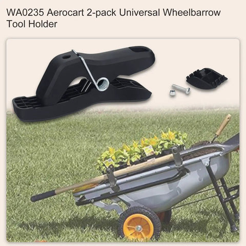 Hands Free Wheelbarrow Tool Holder For Aerocart And Wagon, keeps rake shovel pitchfork secure, universal fit, with cart