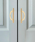Six Piece Zinc Alloy Half Round Cabinet Pulls With Gold Brushed Finish For Kitchen Cabinets Dressers And Furniture Doors 96mm Center