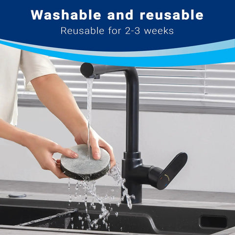Person washing Two Pack Filter Replacement Compatible With Bissell PowerForce Compact Upright 2112 1520 And Bissell Turbo Bagless 2690 Vacuum Cleaners under tap