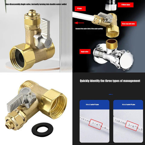 Top Tier 3 Way Ball Valve With Seamless Connection For 3 4 Inch Home Water Lines Lightning Fast Twist And No Fuss Maintenance with brass angle connection.
