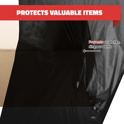 40 Pack 18 Inch Black Stretch Wrap 80 Gauge Heavy Duty Pallet And Package Security Film For Moving Shipping And Storage 1,100 Sq Ft Of Durable Protective Wrap, wrapped box