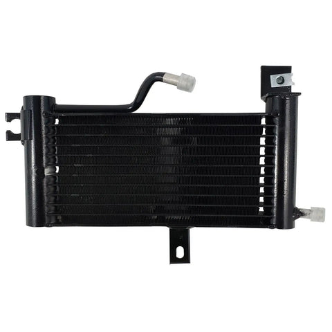 Upgrade Your Tacoma With This Rock Solid Transmission Oil Cooler For 2005 To 2011 Toyota Models Featuring 2.7L And 4.0L Engines That Keep Under The Hood Cool And Running Smooth Like Butter On All Day Drives. black transmission oil cooler with mounting bracket and hose fittings