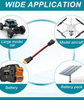 XT60 Extension Cable 12AWG 0.5 Foot Male To Female Connector for RC cars, drones, solar panels, and portable power stations