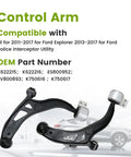Beefed Up 8 Piece Front Lower Control Arm With Ball Joint Suspension Kit For Ford Explorer 2011 To 2017 And Ford Police Interceptor Utility 2013 To 2017 Includes Outer Inner Tie Rod Ends And Sway Bar Links, black control arms