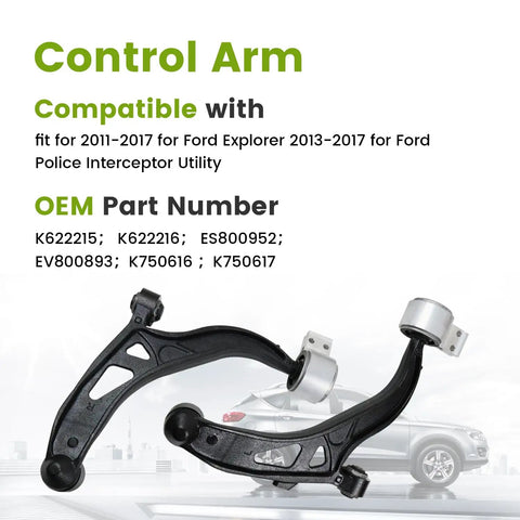 Beefed Up 8 Piece Front Lower Control Arm With Ball Joint Suspension Kit For Ford Explorer 2011 To 2017 And Ford Police Interceptor Utility 2013 To 2017 Includes Outer Inner Tie Rod Ends And Sway Bar Links, black control arms