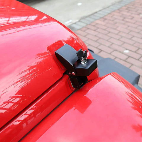 Locking Hood Latch Kit For Jeep Wrangler Skull Style Aluminum Alloy Hood Locks, Heavy Duty Bolt-On, Easy Install on red hood