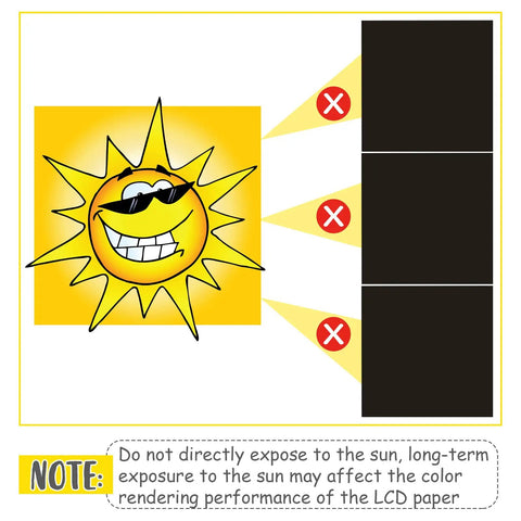 Three Pack Heat Sensitive Sheets 6x6 Inch Color Changing Temperature Sheets For Science Experiments 24 To 34 C Heat Reactive Sheets with sun exposure warning diagram.