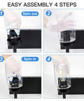 Step-by-step assembly of Vintage Vibes Wall Light Fixture with 3 Clear Glass Shades in Matte Black Finish, E26 base shown.