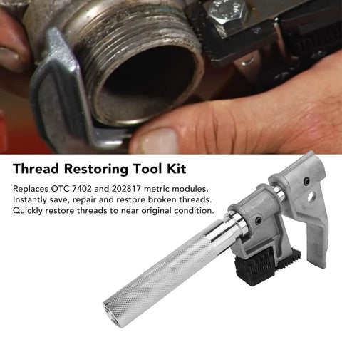 Top Tier External Thread Repair Tool Kit Fixes 1-1/4 To 5 Inch OD Pipes And Bolts Instantly. Thread restoring tool kit repairing damaged pipe threads.