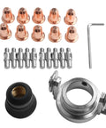 Solid 22 Piece Plasma Cutter Consumables Kit For Trafimet S45 And S25 Torches includes copper nozzles and electrode components.