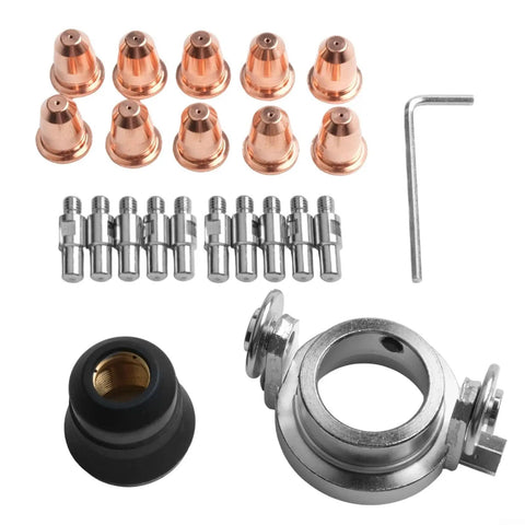 Solid 22 Piece Plasma Cutter Consumables Kit For Trafimet S45 And S25 Torches includes copper nozzles and electrode components.