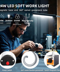 24W LED Magnetic Work Light With Flexible Gooseneck And Adjustable Magnetic Base Delivers 2400 Lumens For Lathe CNC Milling Drill Press And Sewing Machine Use Heavy Duty And Eye Friendly