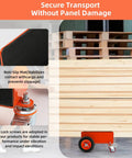 Heavy Duty Panel Dolly With Brake, 1200 Lbs Capacity, Four Wheel Slab Cart With 8 Inch Pneumatic Wheels next to stacked wood panels