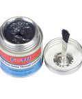 Front view of FOTU 3 oz molybdenum disulfide anti-seize grease tin opened with brush applicator.