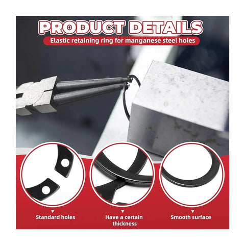 Durable Pro Grade 225 Piece 304 Stainless External Retaining Ring Set For Shafts E Type Circlips 15 Sizes From M3 To M25 Anti Rust C Clip Snap Ring Repair Kit For Mechanical Assemblies, black retaining ring detail