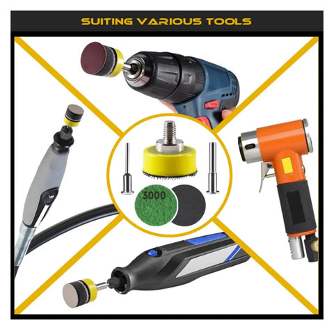 Super Fast 188 Piece Hook and Loop Sanding Discs Set With Grit From 60 To 10000 For Wet Or Dry Use On Auto Wood And Metal Plus Vent Holes That Keep Dust Down with tools and sanding pads.