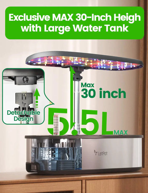 Smart Indoor Hydroponic Garden System With 12 Pods App And WiFi Control Dope 24W LED Grow Light 5.5L Water Tank with adjustable rod