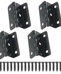 Set Of Four Sweet Vintage Half Surface Hinges For Cabinets And Doors Heavy Duty Rust Proof Steel Hardware With Silky Smooth Action Fast Easy Diy Mounting For Furniture Builds, 4 matte black hinges with screws.