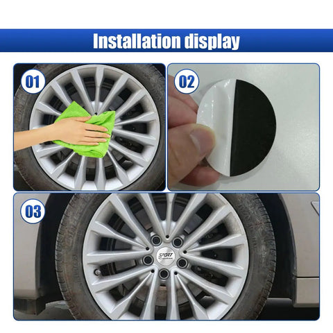 Four Pack Dope American Flag Wheel Center Caps 56Mm Waterproof Rustproof Slick Vinyl Stickers installation steps on car wheel.