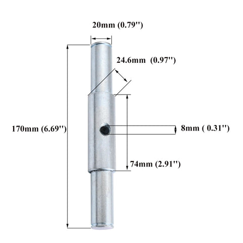 Metal axle with dimensions for Pair Of Pallet Jack Steering Wheels 7x2 Inches Poly Tread Red With Preinstalled Bearings
