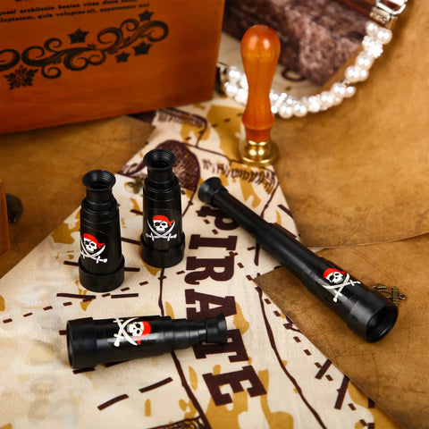 Twenty Piece Pirate Party Favors Telescopes For Kids And Toddlers Five Point Five Inch Retractable Toy Telescopes For Pretend Play Kid Friendly Party Supplies For Birthdays Halloween Treasure Hunt Fun black plastic pirate telescopes