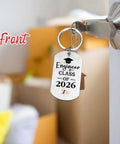 Front view of Engineer Graduation Gift Dog Tag Keychain For Class Of 2026 STEM Graduation Decor And Party Favor With Gear And Tool Engraving.